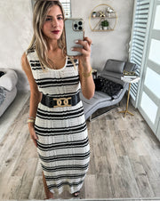 BLACK STRIPED KNITTED DRESS