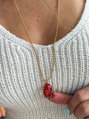 RED/GOLD SHELL LONG NECKLACE