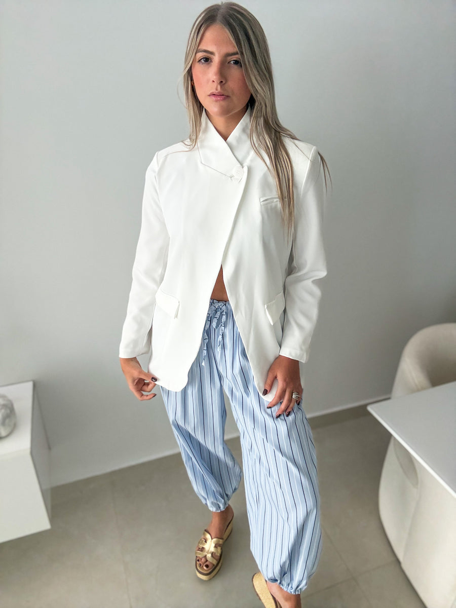 BLUE/WHITE STRIPED JOGGERS