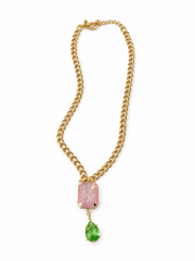 CRYSTAL GEOMETRIC DROP PENDANT NECKLACE