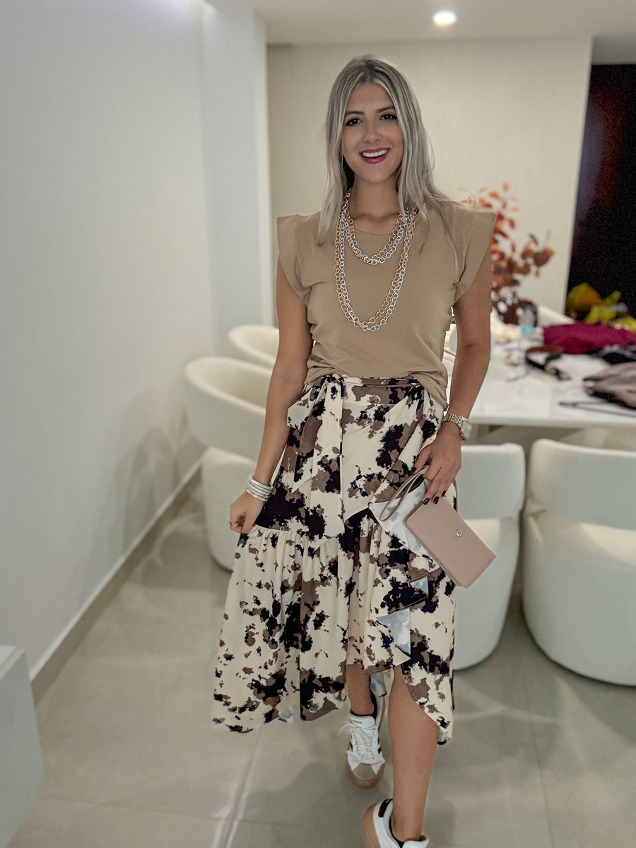 COW PRINT WRAP AROUND SKIRT