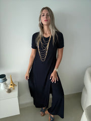 PIA NAVY BLUE SHORT SLEEVES TOP & PANT SET
