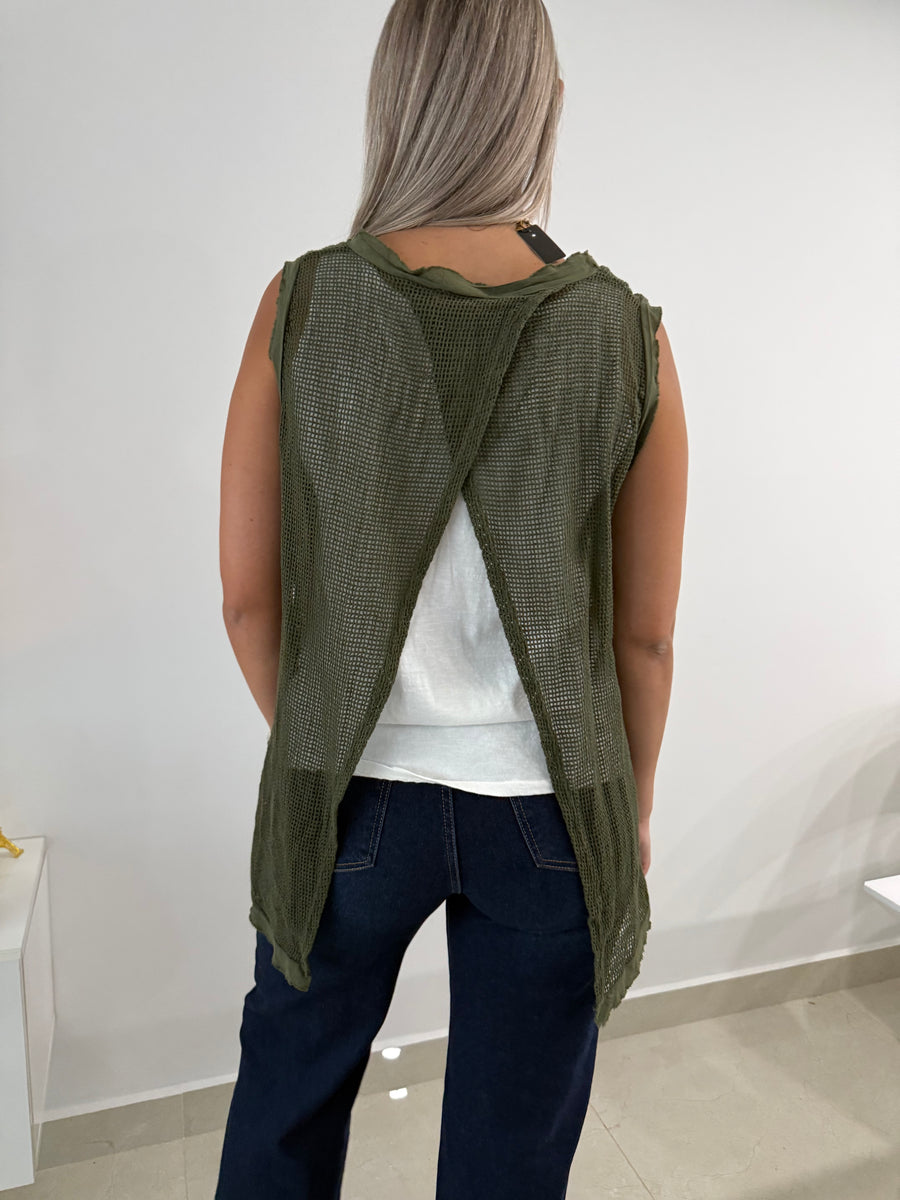NET BLOUSE WITH CAMI TOP