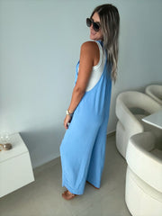 LIGHT BLUE OVERALL JUMPSUIT