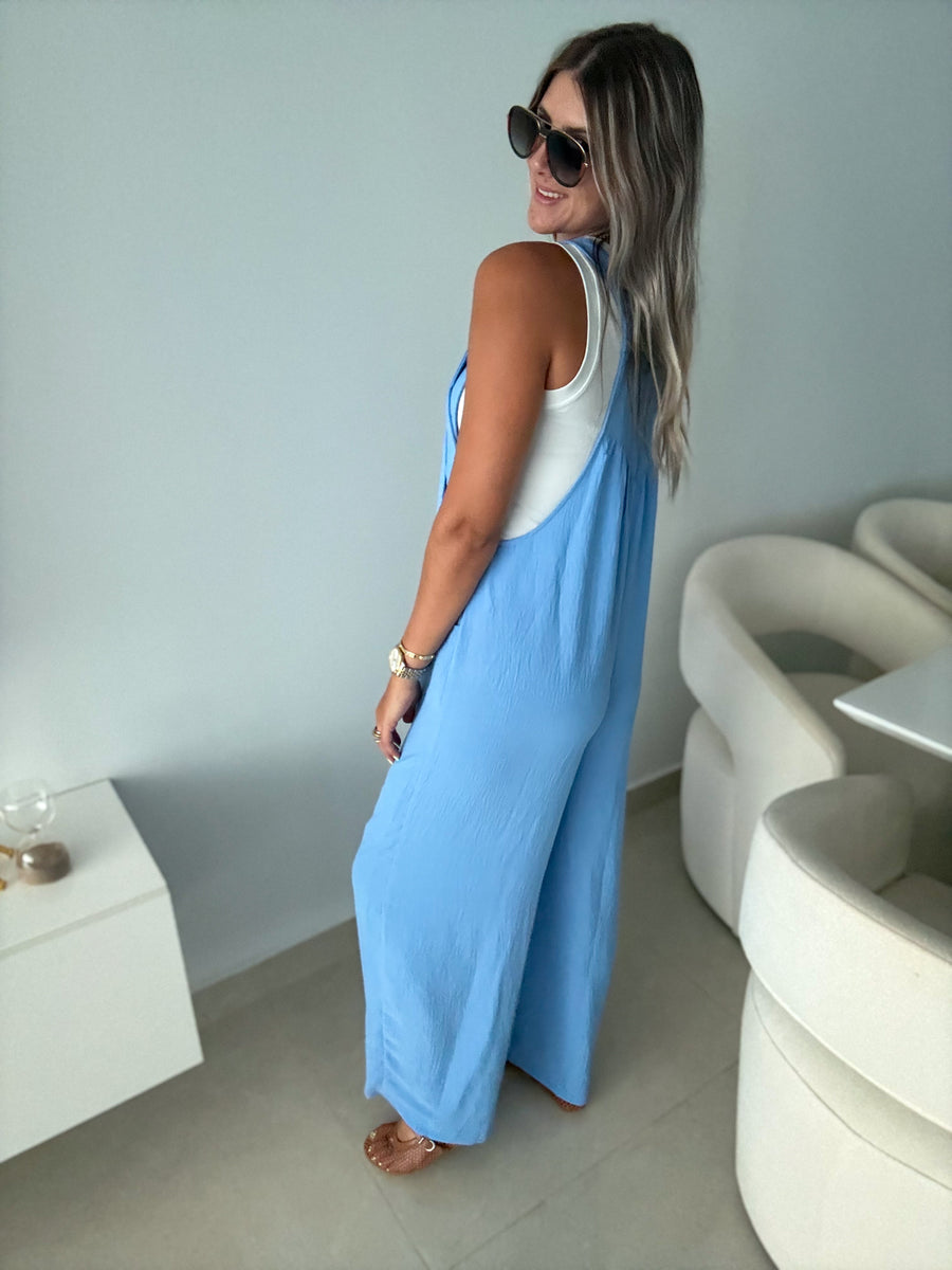 LIGHT BLUE OVERALL JUMPSUIT