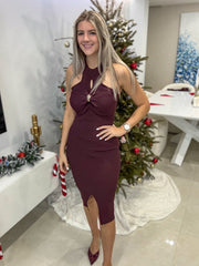 BURGUNDY SLIM DRESS