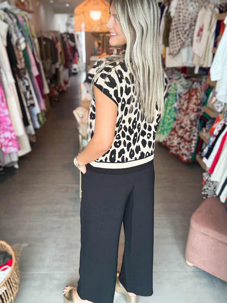 BLACK STRETCHY SOLING LONG PANTS