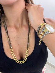 TRICOLOR CHAIN NECKLACE & BRACELET SET