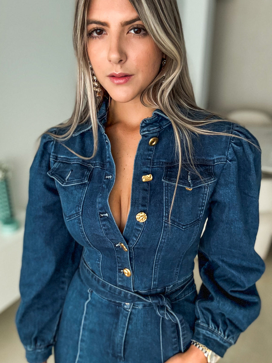 DENIM SPANDEX JUMPSUIT