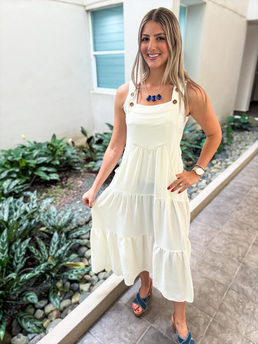 IVORY OVERALL DRESS