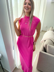 PINK MOCK NECK DRESS