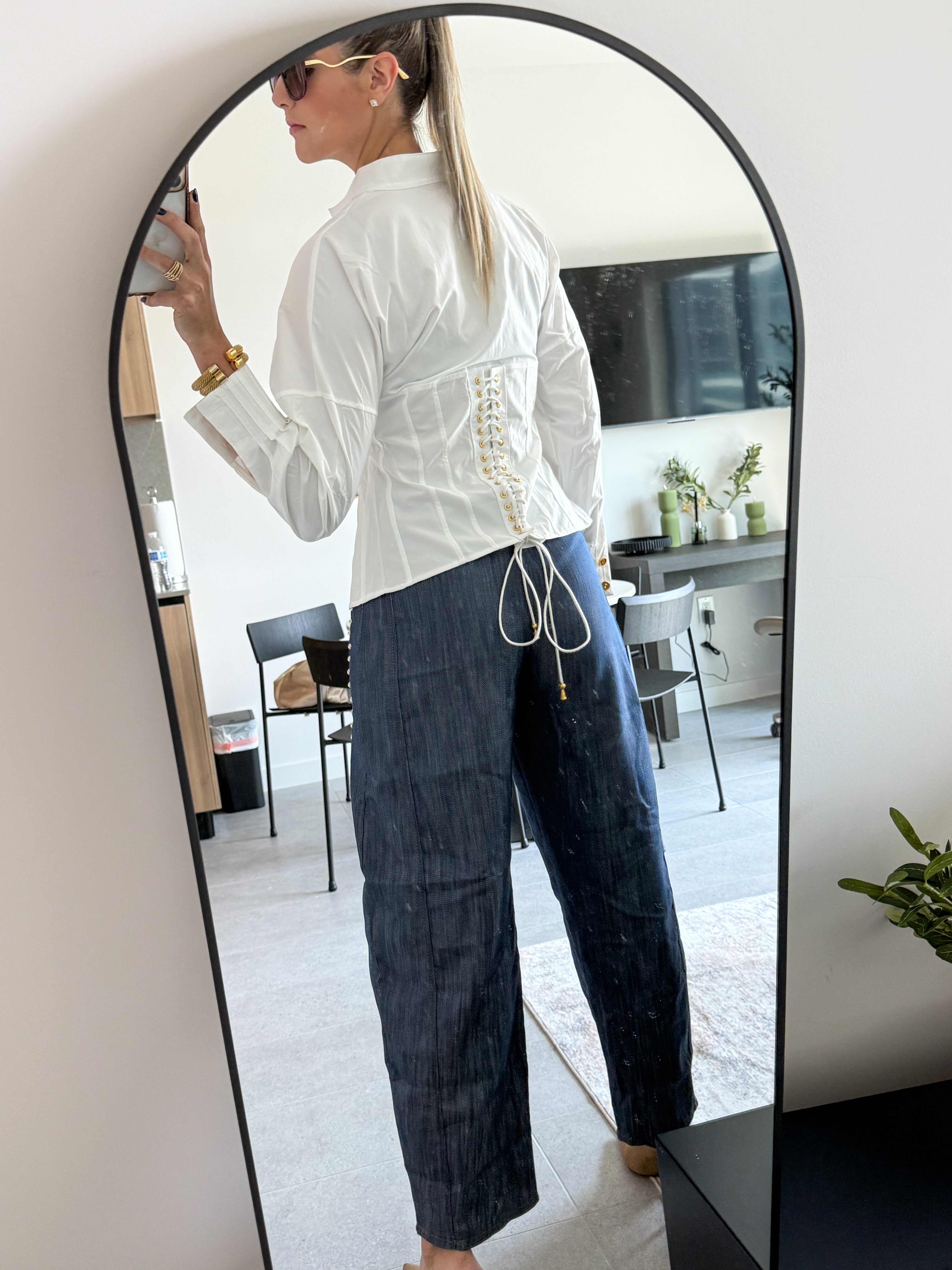 WHITE CORSET LOOK BLOUSE