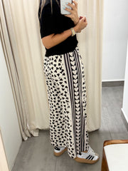 BLACK HEART PRINTED WIDE LEG PANTS