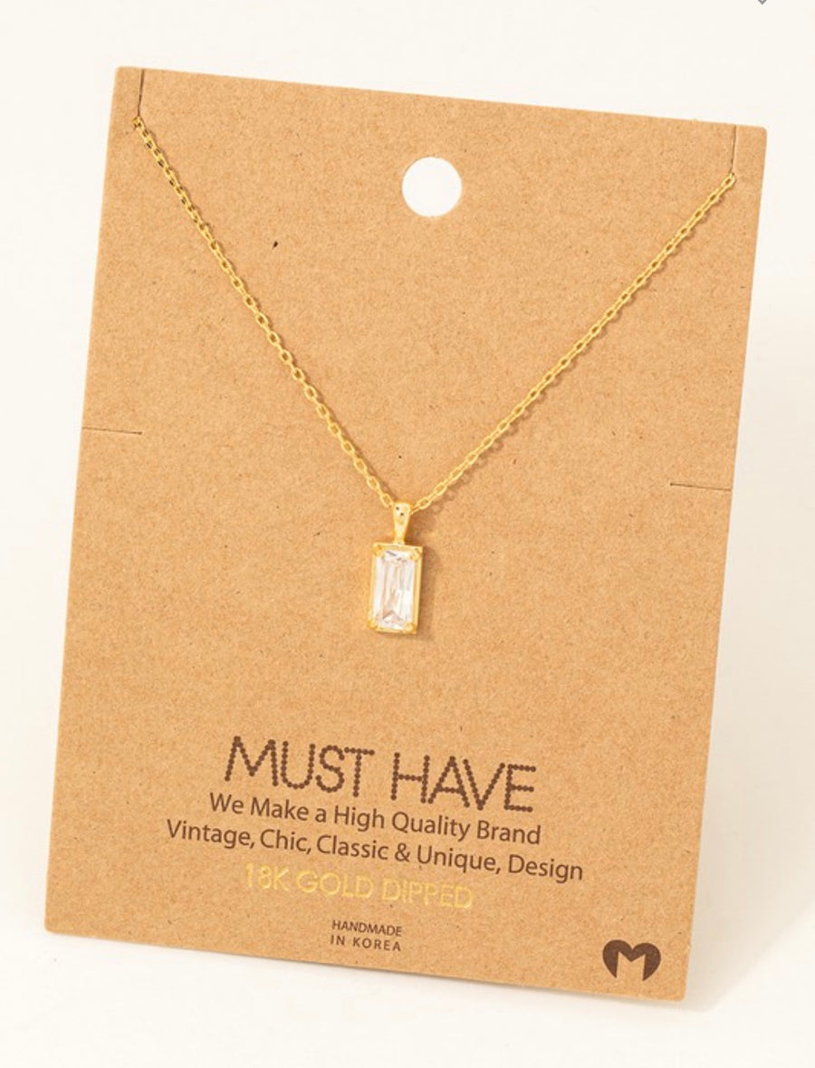 GOLD BAGUETTE DROP NECKLACE