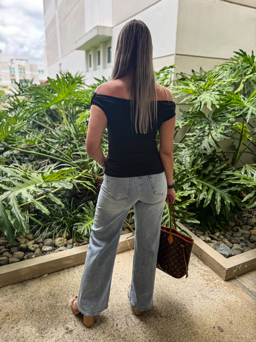 BLACK COWL NECK BLOUSE