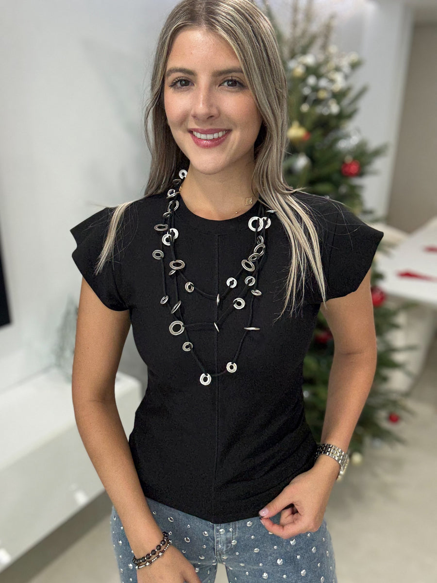 BLACK SILVER LAYERED NECKLACE