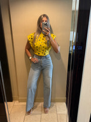 PIA REVERSIBLE SQUARE BLOUSE IN POLKA DOT/YELLOW