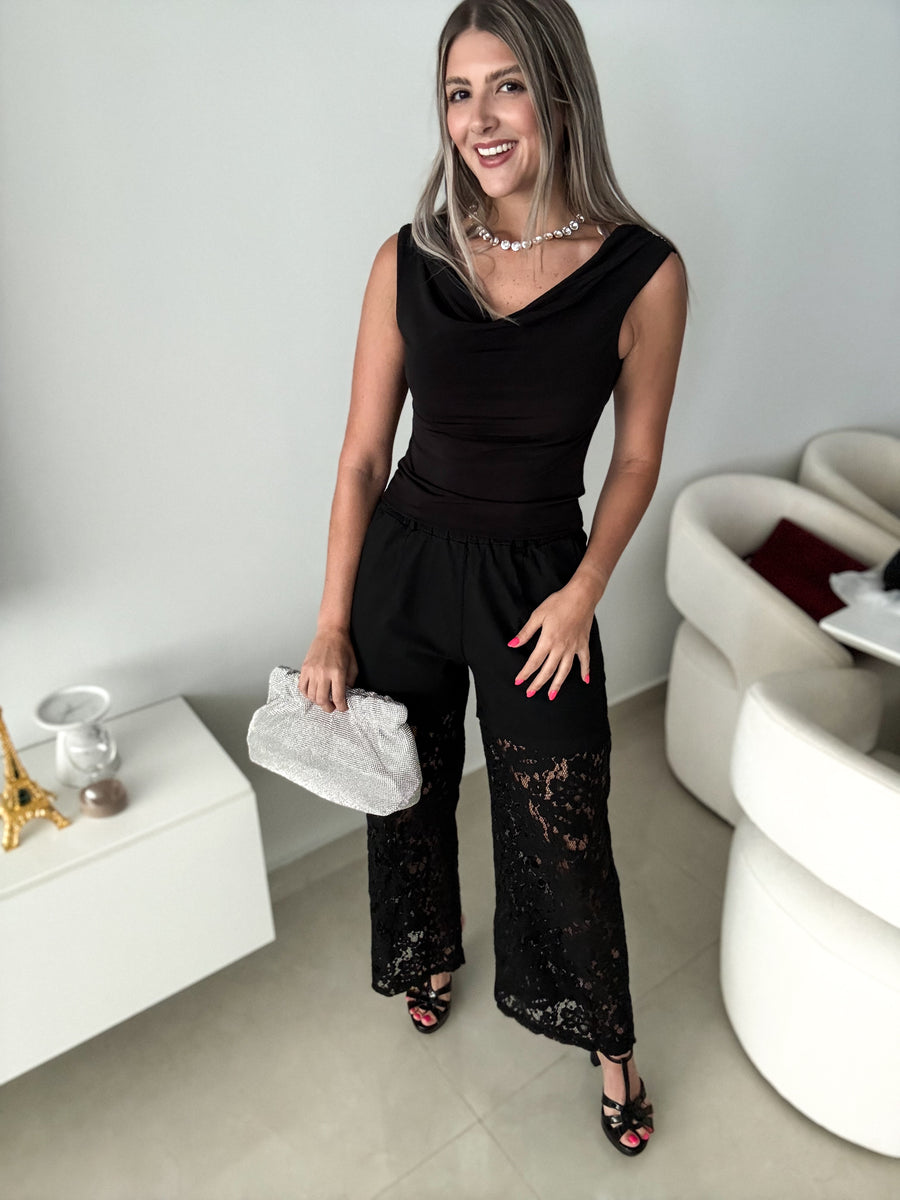 BLACK LACE PANTS
