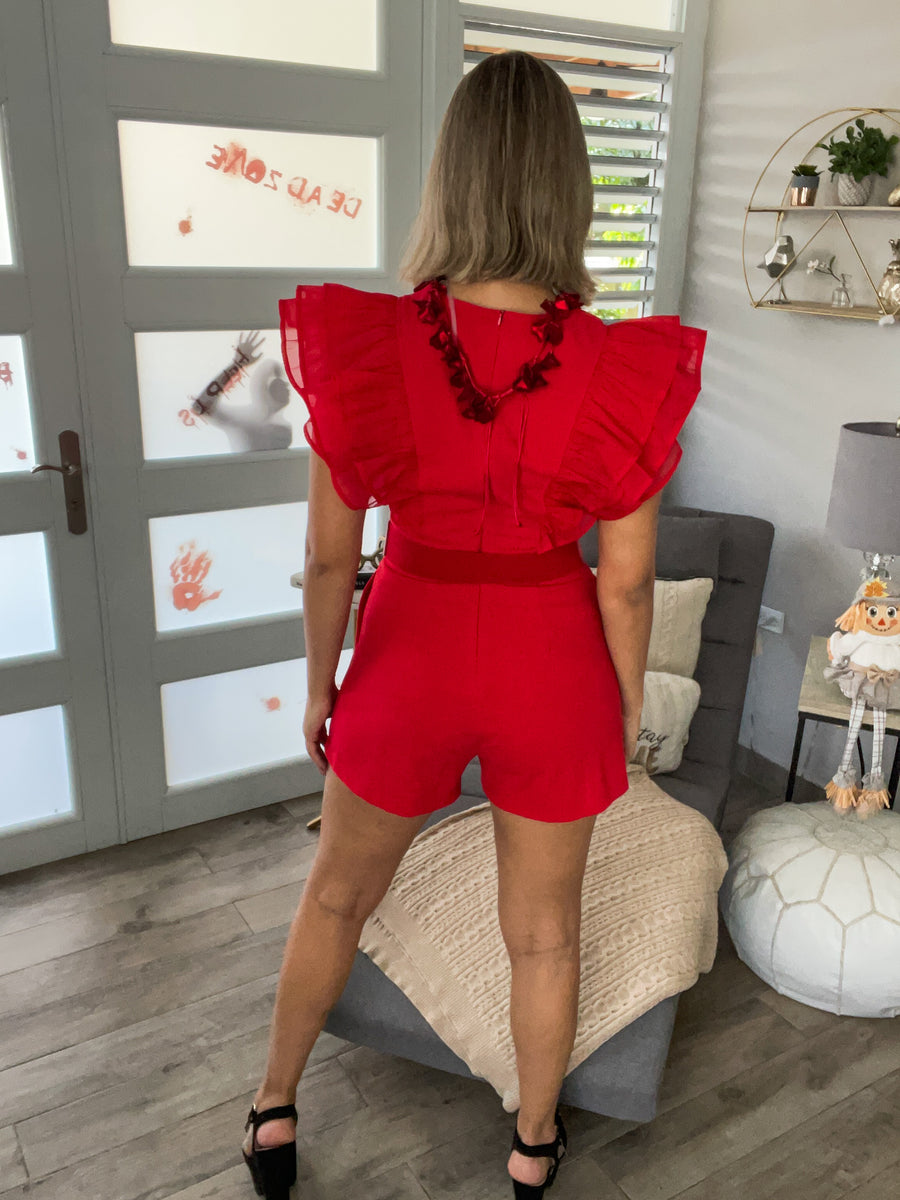 RED RUFFLE ROMPER