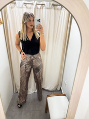 BRONZE SEQUIN STRETCHY PANTS