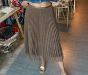 BROWN GLITTERY PLEATED MESH SIKIRT