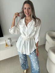 WHITE CARDIGAN BLOUSE
