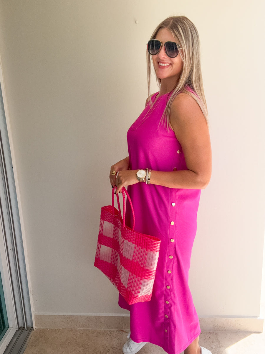 MAGENTA STUDDED DRESS