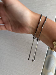 BLACK/BLACK RHINESTONES ADJUSTABLE BRACELET