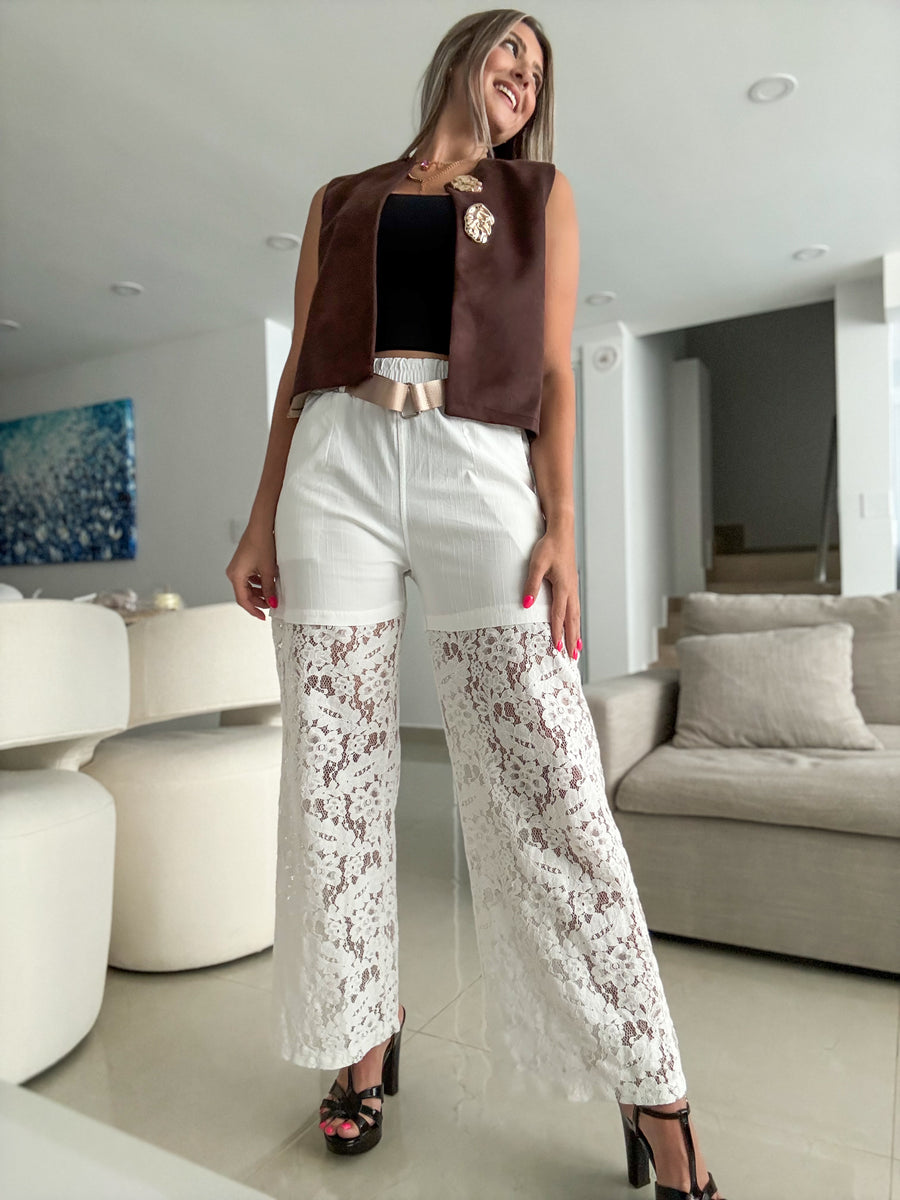 WHITE LACE PANTS