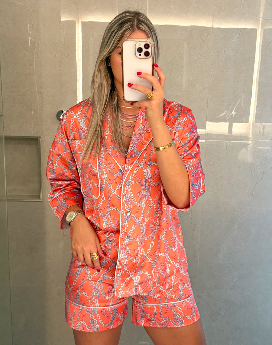 SATIN CORAL CHAINS PRINT SET