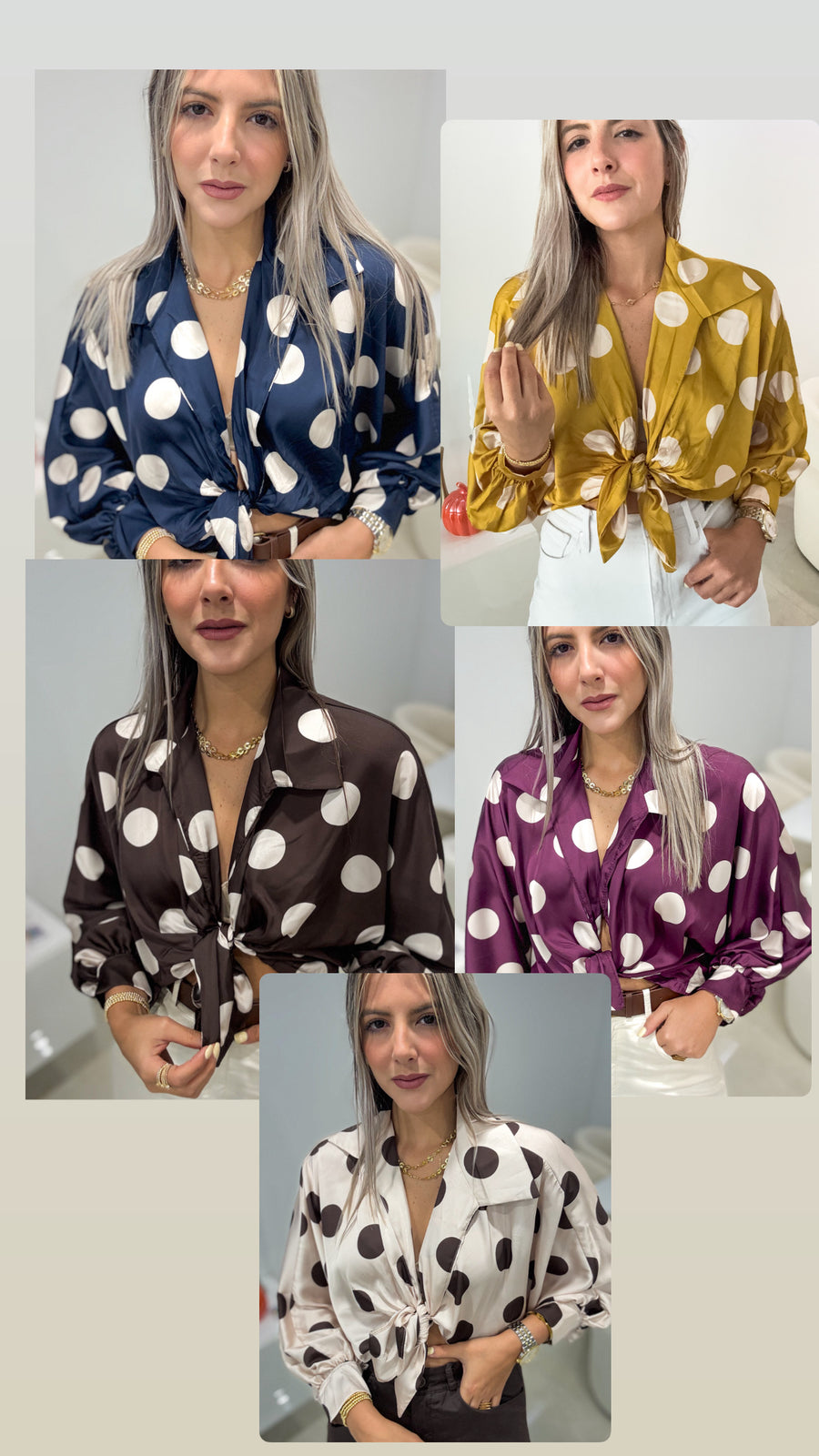 POLKA DOT SATIN KNOT TOPS