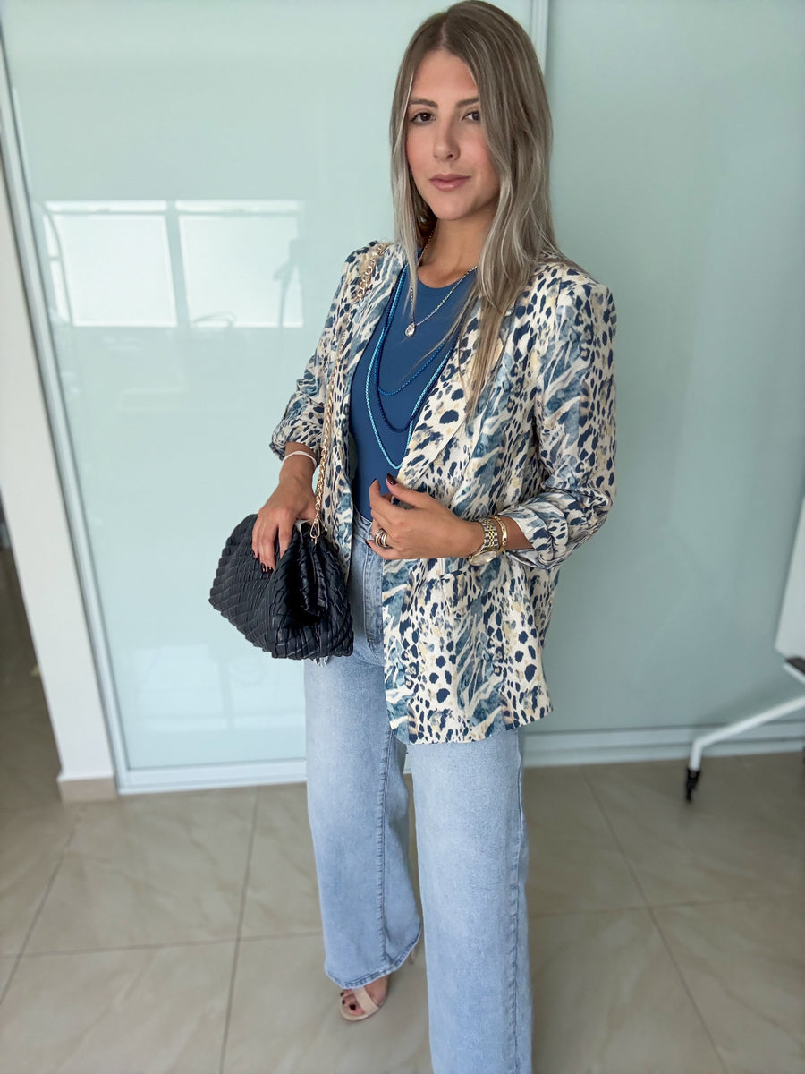BLUE LEOPARD BLAZER