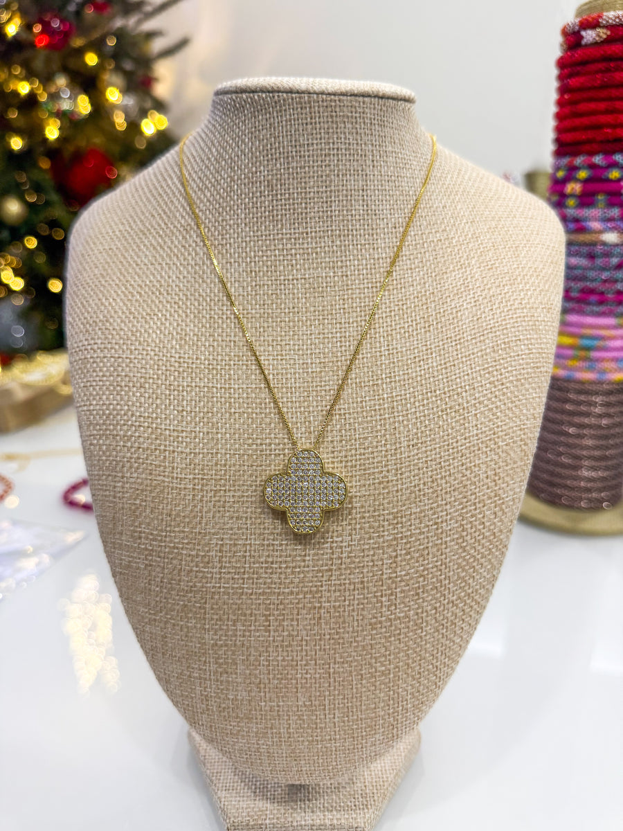 CLOVER RHINESTONE ADJUSTABLE NECKLACE