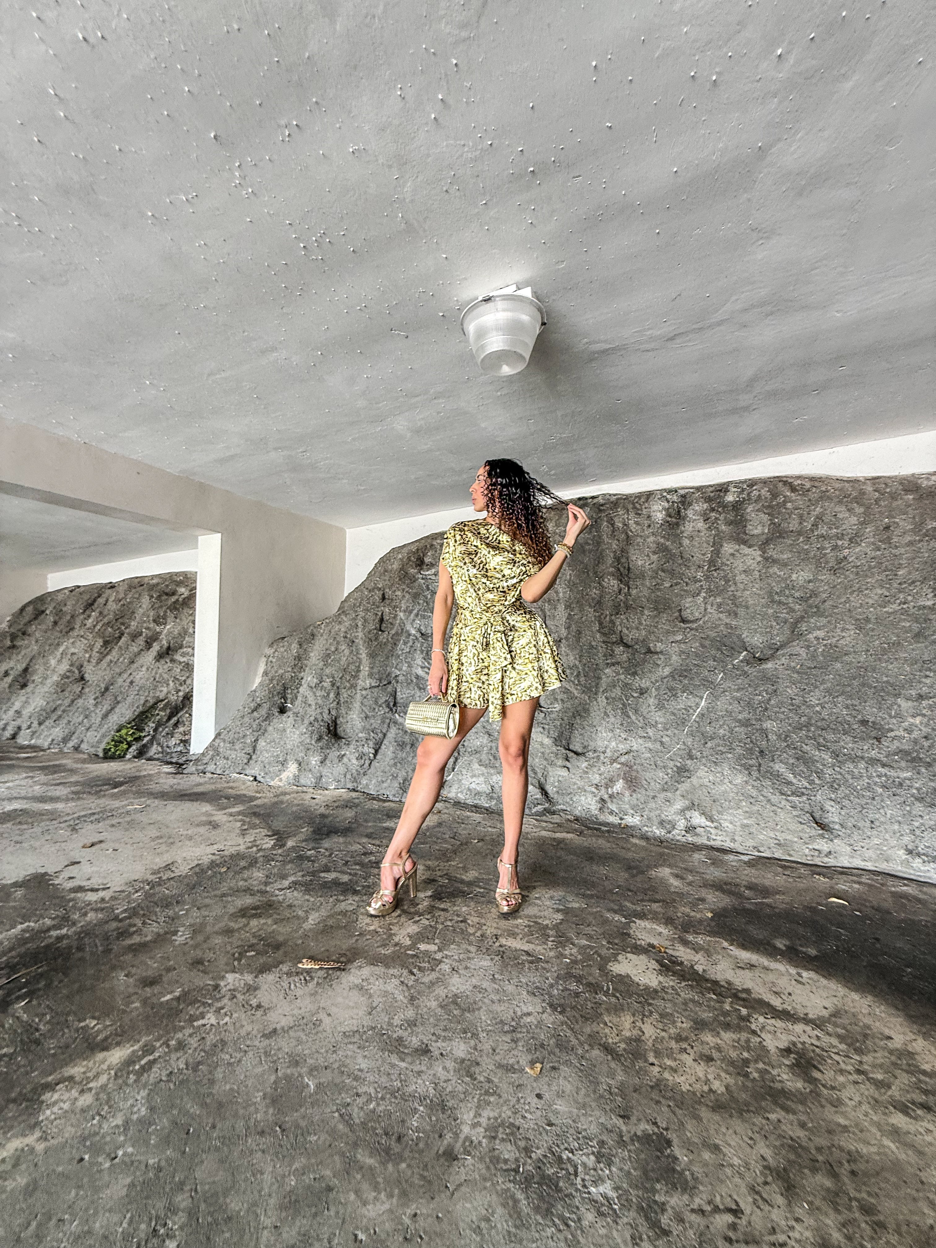 SATIN MUSTARD LEOPARD PRINT ROMPER