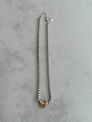 TWO TONE HEART NECKLACE