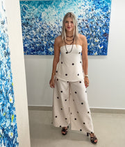 POLKA DOT STRAPLESS TOP & PANT SET