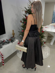 BLACK/GOLD HOUNDSTOOTH SKIRT