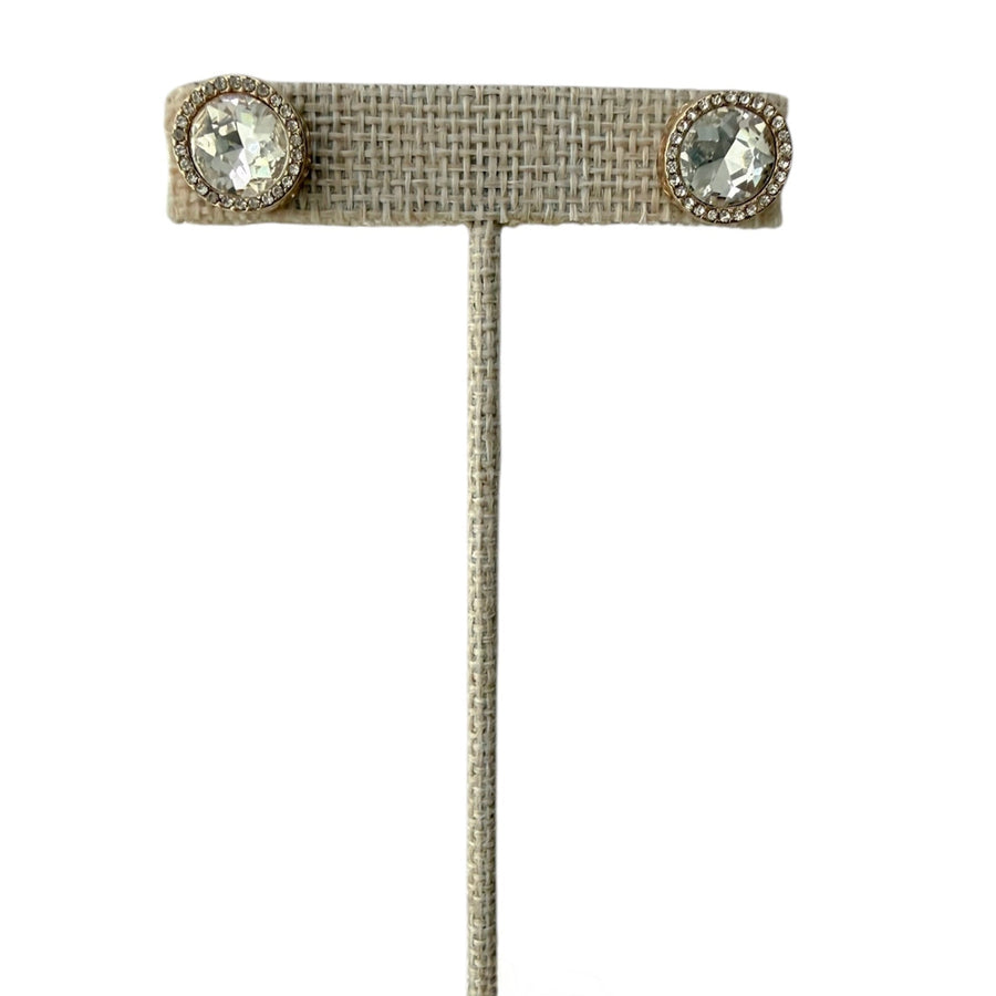 TWO TONE ZIRCONIA STUD EARRING