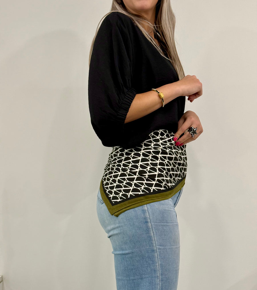 OLIVE/BLACK DESIGNER INSPO SCARF