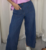 DENIM TENCEL FRONT POCKET WIDE LEG