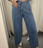 DENIM TENCEL FRONT POCKET WIDE LEG