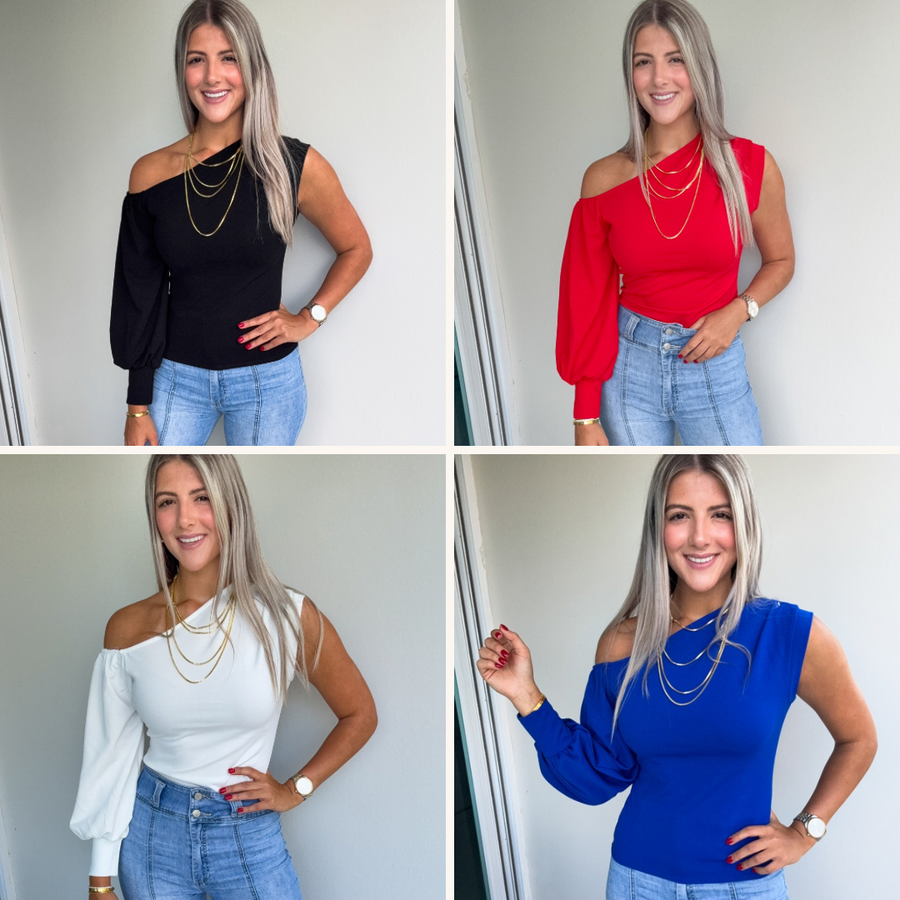 ONE SHOULDER LONG SLEEVE TOP