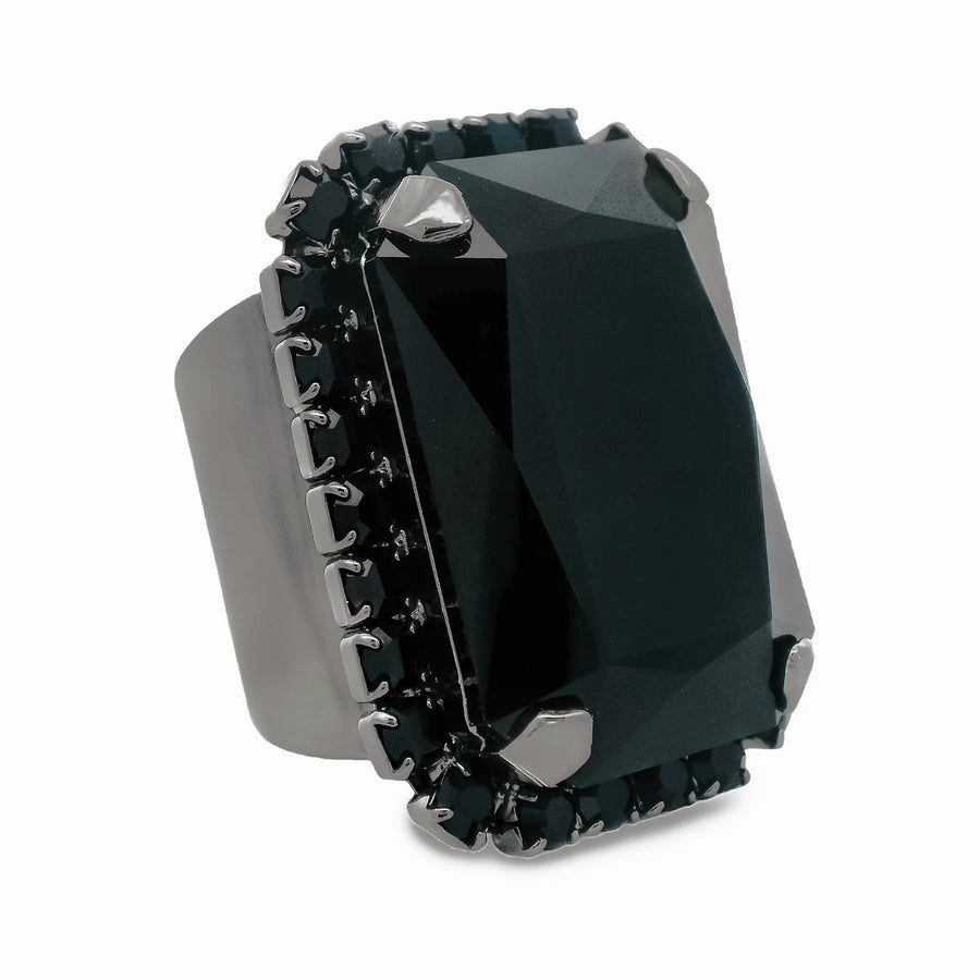 MINI SOLEIL RING WITH TRIM IN BLACK/BLACK