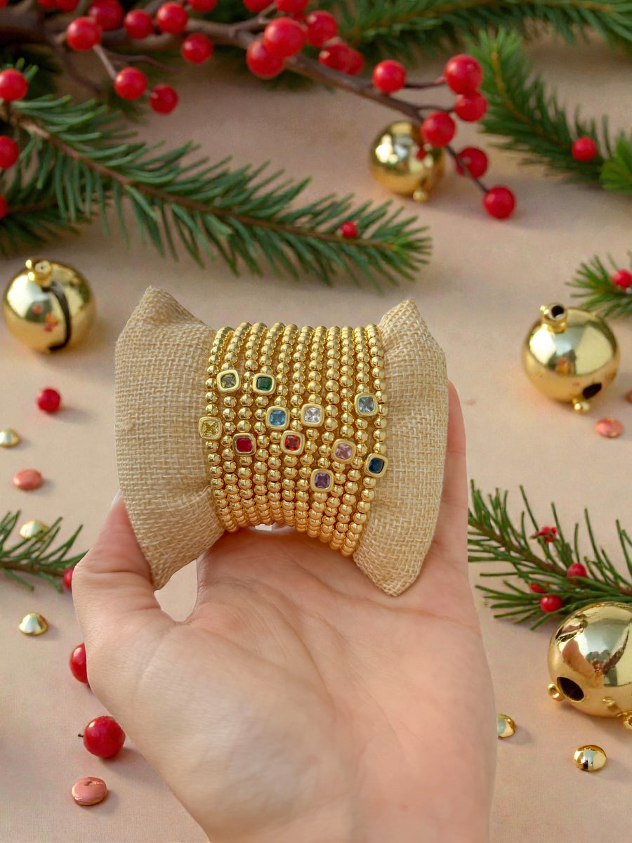 SQUARE COLOR CHARMS BRACELET