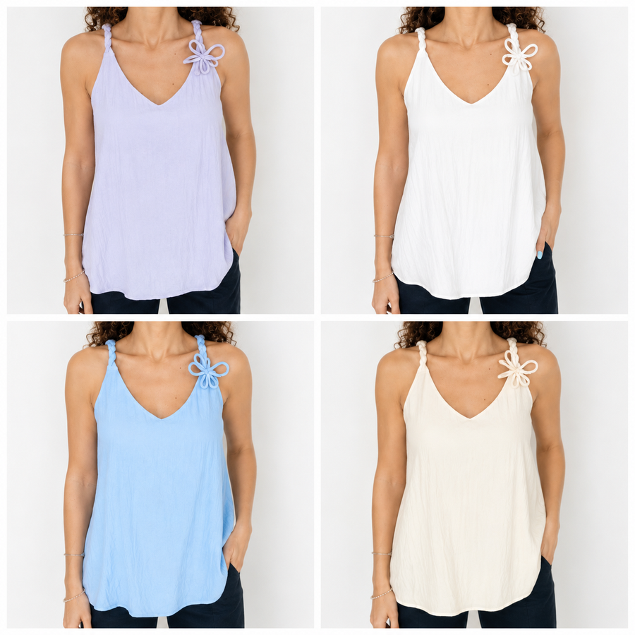 FLOWER STRAP DETAIL BLOUSE
