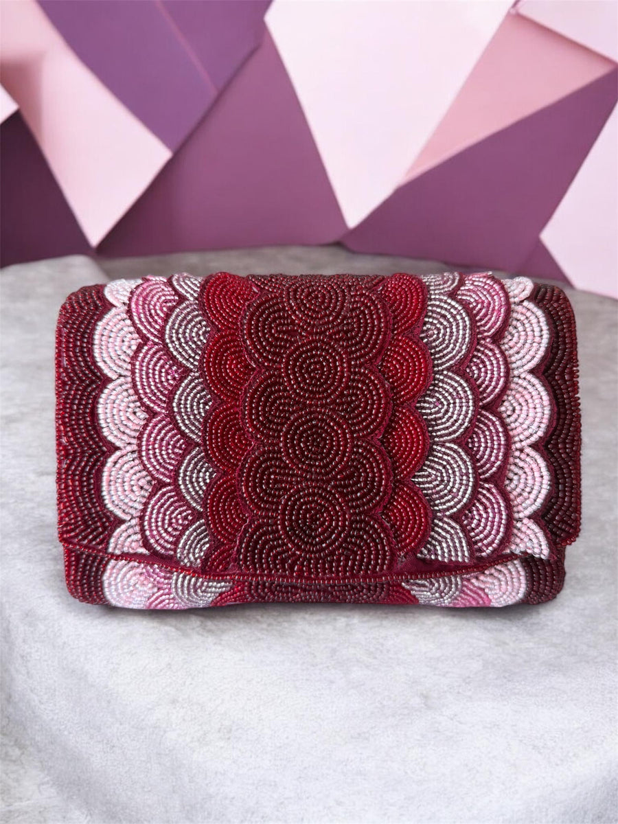 PINK/BURGUNDY CLUTCH