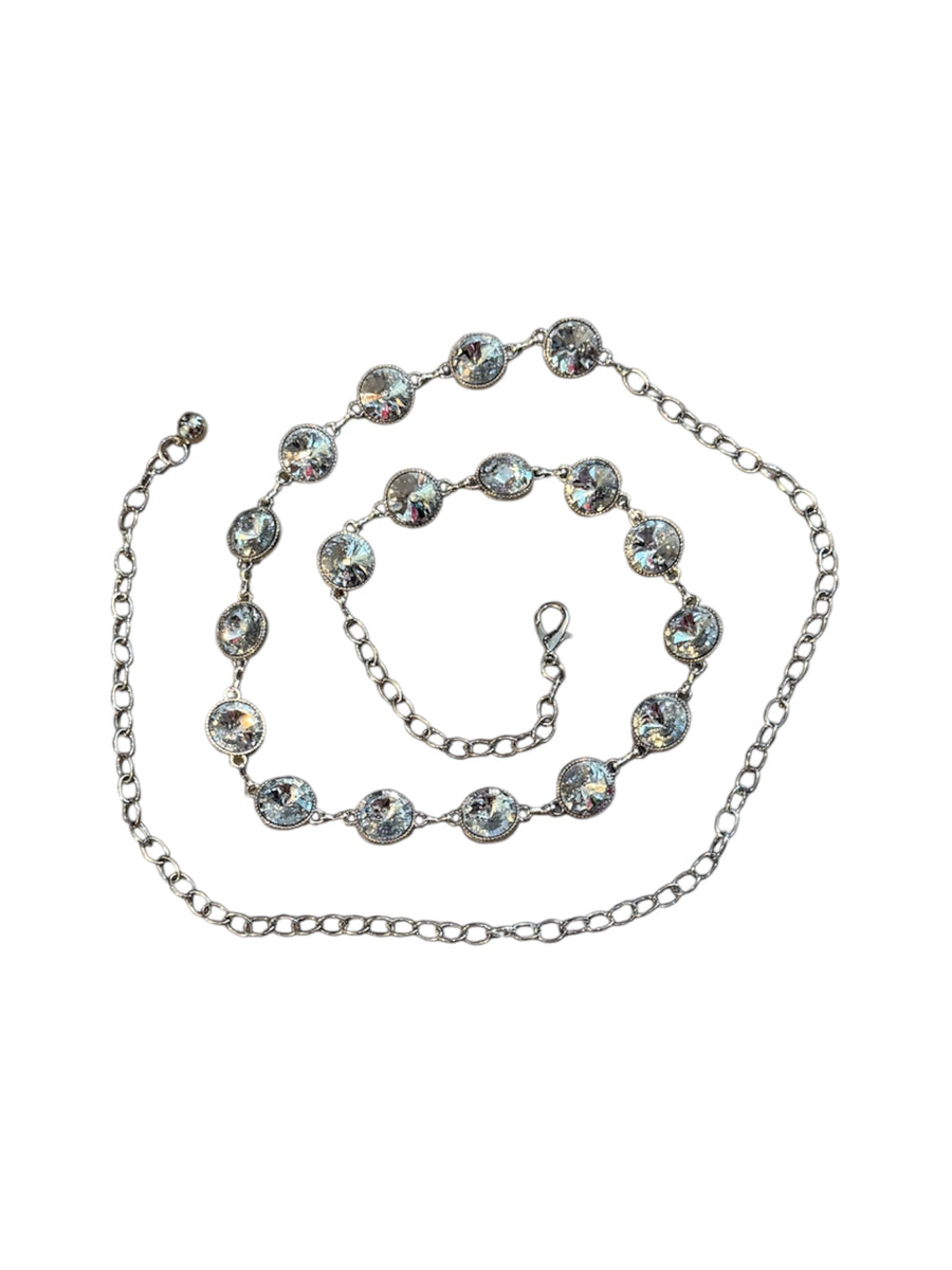 SILVER/CLEAR CHAIN BELT