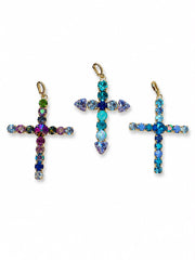 BLUE MIX CROSS PENDANT