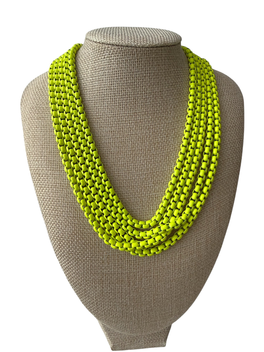 NEON YELLOW CHUNCKY LAYERED NECKLACE COLLAB