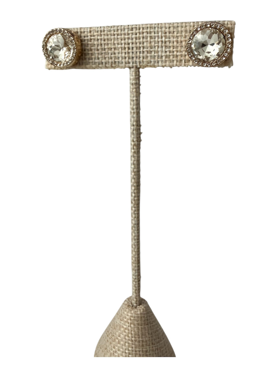 TWO TONE ZIRCONIA STUD EARRING